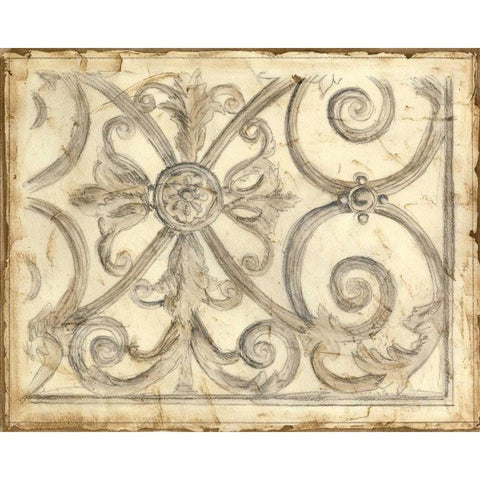 Decorative Iron Sketch IV Gold Ornate Wood Framed Art Print with Double Matting by Meagher, Megan