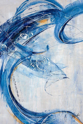 Blue Sweep White Modern Wood Framed Art Print with Double Matting by Douglass, Farrell