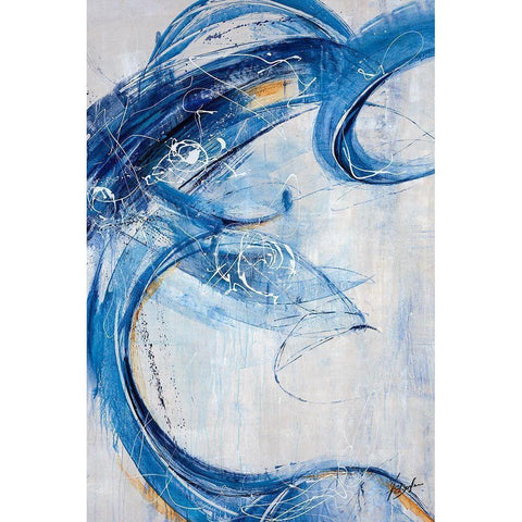 Blue Sweep Black Modern Wood Framed Art Print by Douglass, Farrell