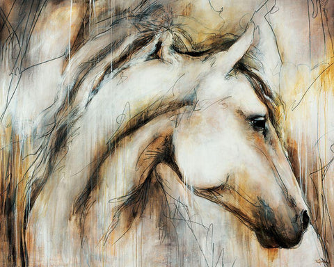 Calm Beauty White Modern Wood Framed Art Print with Double Matting by Drotar, Rikki