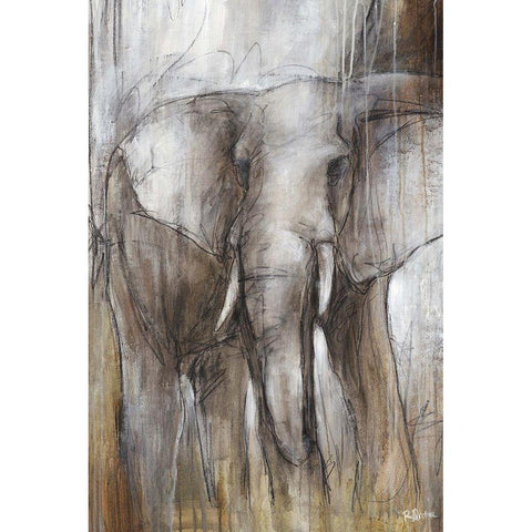 Elephant Study White Modern Wood Framed Art Print by Drotar, Rikki