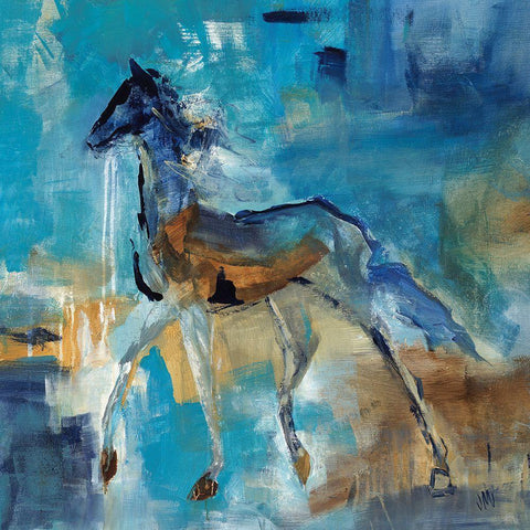 Loose Reins I White Modern Wood Framed Art Print with Double Matting by Maas, Jodi