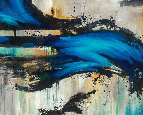 Midnight Splash White Modern Wood Framed Art Print with Double Matting by Drotar, Rikki