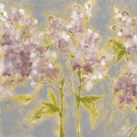 Ethereal Flowers I White Modern Wood Framed Art Print with Double Matting by Goldberger, Jennifer