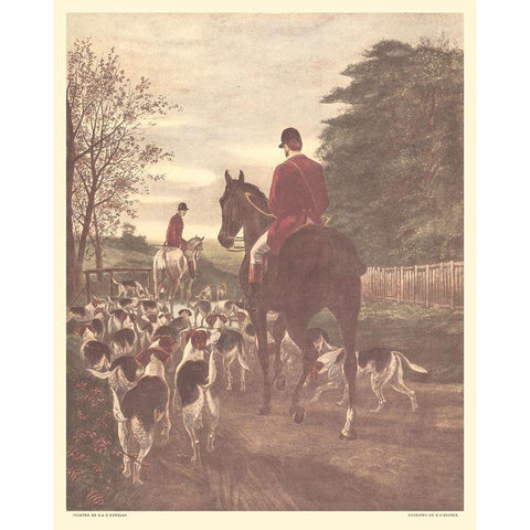 Evening - Returning to the Kennels Gold Ornate Wood Framed Art Print with Double Matting by Douglas, Edward A.S.