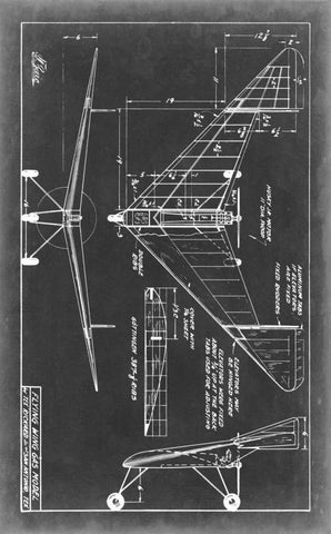 Aeronautic Blueprint V Black Ornate Wood Framed Art Print with Double Matting by Vision Studio