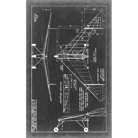 Aeronautic Blueprint V Gold Ornate Wood Framed Art Print with Double Matting by Vision Studio