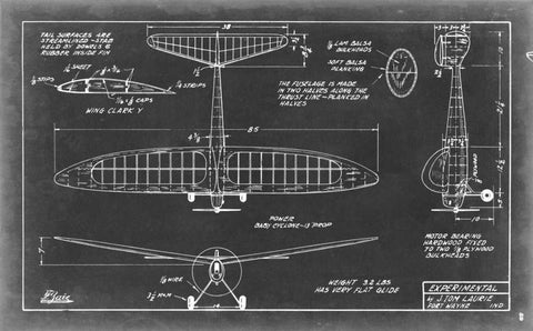 Aeronautic Blueprint VI Black Ornate Wood Framed Art Print with Double Matting by Vision Studio