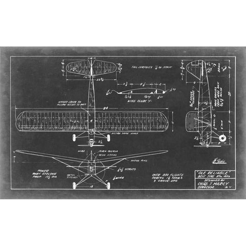 Aeronautic Blueprint VIII Gold Ornate Wood Framed Art Print with Double Matting by Vision Studio