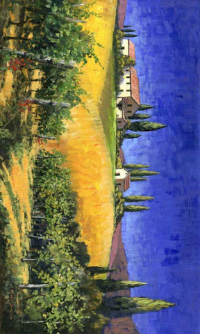 Tuscan Evening White Modern Wood Framed Art Print with Double Matting by Swanson, Michael