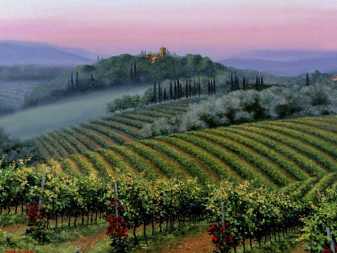 Chianti Dusk Black Ornate Wood Framed Art Print with Double Matting by Swanson, Michael