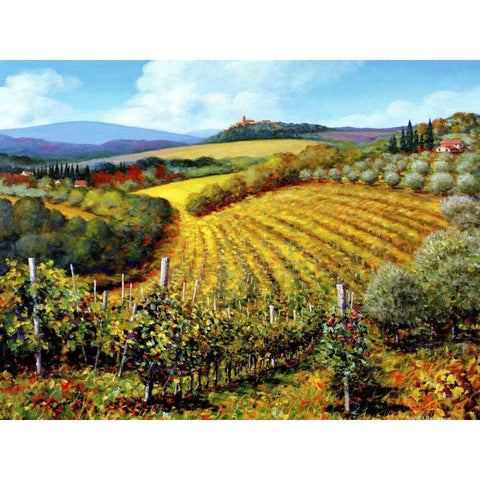 Chianti Vineyards Gold Ornate Wood Framed Art Print with Double Matting by Swanson, Michael