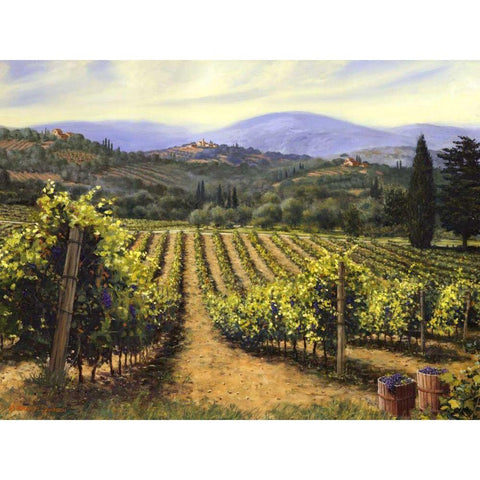 Tuscany Vines White Modern Wood Framed Art Print by Swanson, Michael