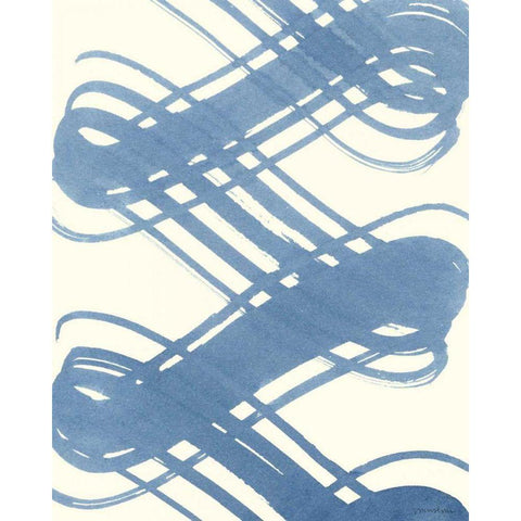 Macrame Blue I Black Modern Wood Framed Art Print with Double Matting by Lam, Vanna