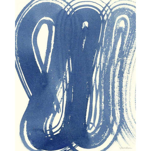 Macrame Blue V Gold Ornate Wood Framed Art Print with Double Matting by Lam, Vanna