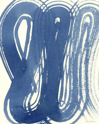 Macrame Blue V White Modern Wood Framed Art Print with Double Matting by Lam, Vanna