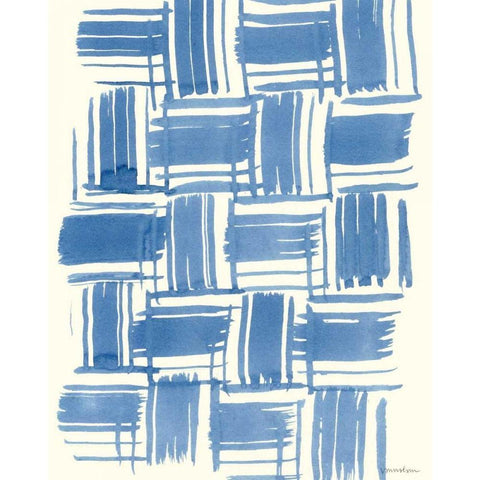 Macrame Blue VI Black Modern Wood Framed Art Print with Double Matting by Lam, Vanna