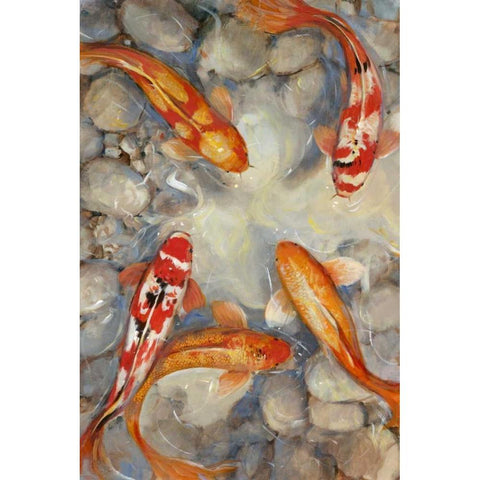 Vibrant Koi I Gold Ornate Wood Framed Art Print with Double Matting by OToole, Tim