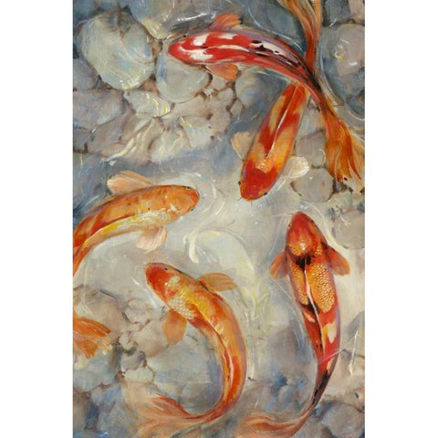 Vibrant Koi II Gold Ornate Wood Framed Art Print with Double Matting by OToole, Tim