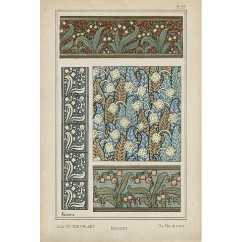 Nouveau Floral Design IV Gold Ornate Wood Framed Art Print with Double Matting by Vision Studio