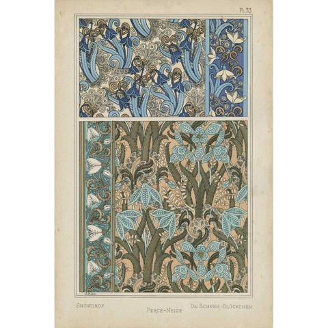 Nouveau Floral Design VII Gold Ornate Wood Framed Art Print with Double Matting by Vision Studio