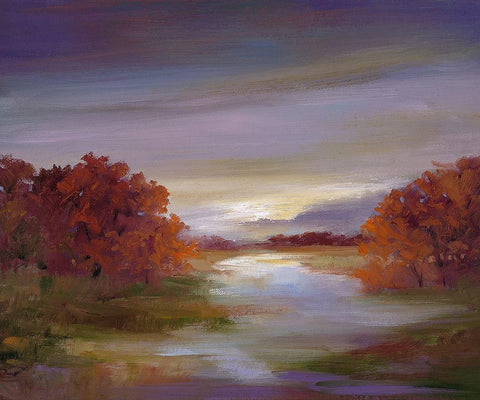Light at Dusk II Black Ornate Wood Framed Art Print with Double Matting by Finch, Sheila