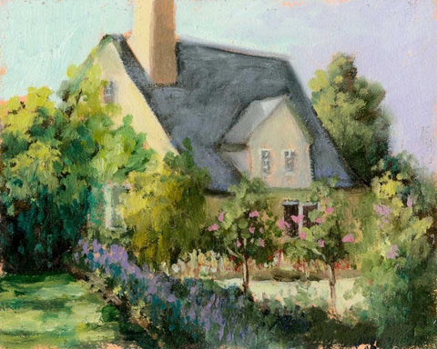 Cotswold Cottage I White Modern Wood Framed Art Print with Double Matting by Weber, Mary Jean