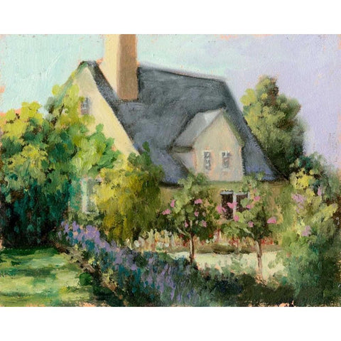 Cotswold Cottage I Black Modern Wood Framed Art Print with Double Matting by Weber, Mary Jean