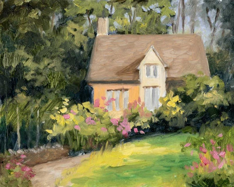 Cotswold Cottage III White Modern Wood Framed Art Print with Double Matting by Weber, Mary Jean