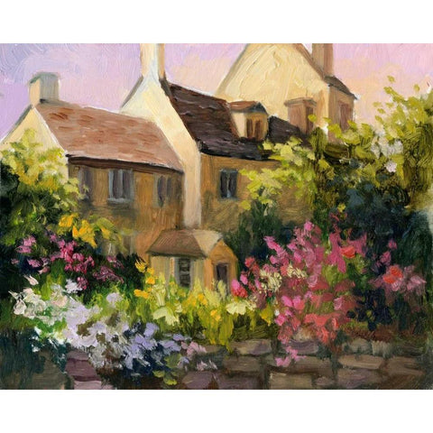 Cotswold Cottage V Black Modern Wood Framed Art Print by Weber, Mary Jean
