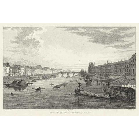 Pont Des Arts Black Modern Wood Framed Art Print by Pugin, A.