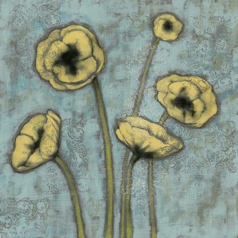 Sun Poppies I Gold Ornate Wood Framed Art Print with Double Matting by Goldberger, Jennifer