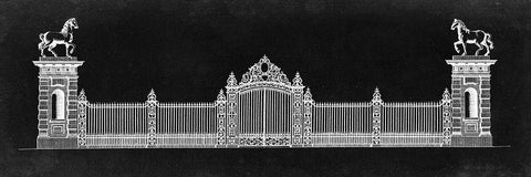 Graphic Palace Gate II Black Ornate Wood Framed Art Print with Double Matting by Gibbs, James