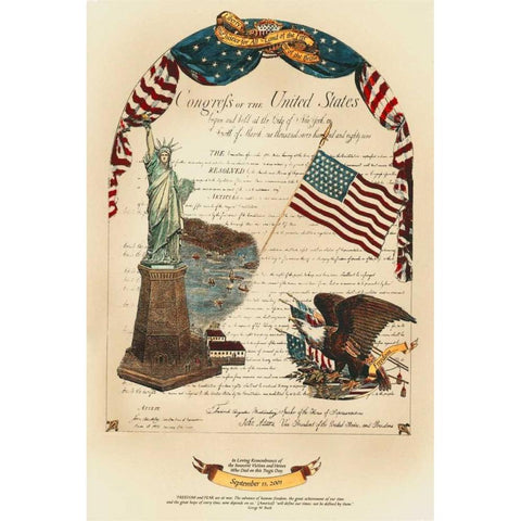 Let Freedom Ring I Black Modern Wood Framed Art Print by Bookman, D.