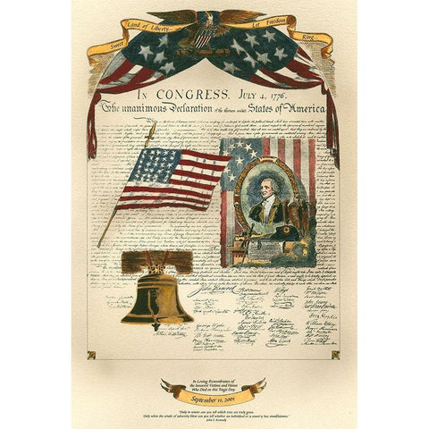 Let Freedom Ring II Gold Ornate Wood Framed Art Print with Double Matting by Bookman, D.