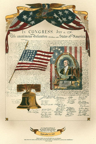 Let Freedom Ring II Black Ornate Wood Framed Art Print with Double Matting by Bookman, D.