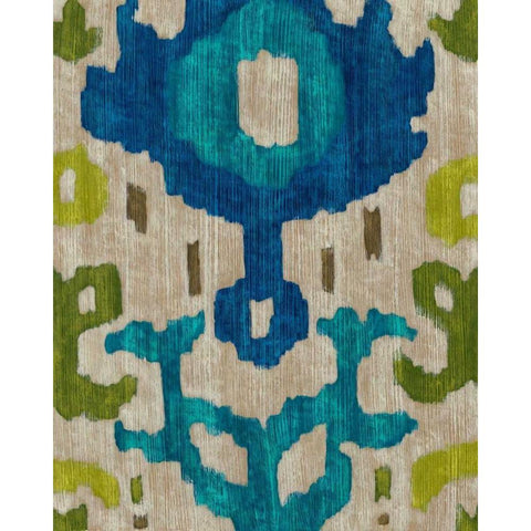 Teal Ikat I White Modern Wood Framed Art Print by Zarris, Chariklia