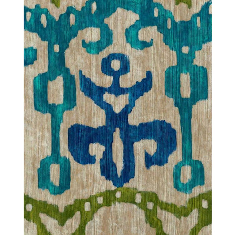 Teal Ikat III Gold Ornate Wood Framed Art Print with Double Matting by Zarris, Chariklia