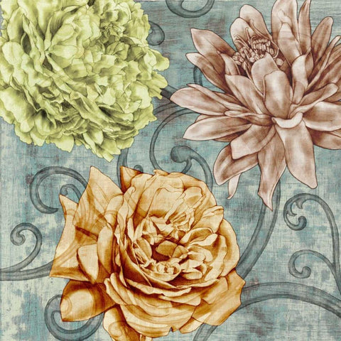 Flower Fetti II Gold Ornate Wood Framed Art Print with Double Matting by Goldberger, Jennifer