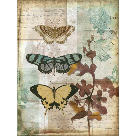 Music Box Butterflies I White Modern Wood Framed Art Print by Goldberger, Jennifer