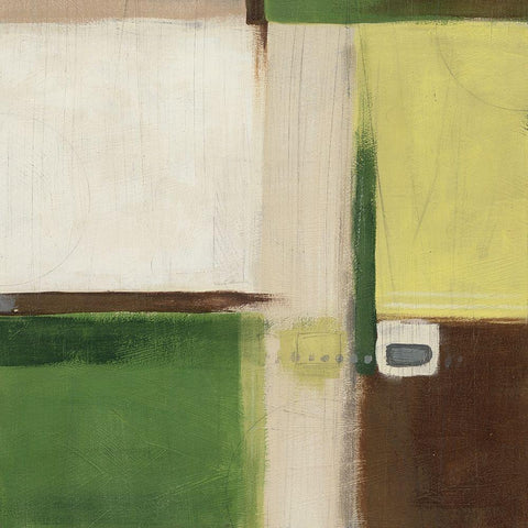 Green Field I Black Ornate Wood Framed Art Print with Double Matting by Vess, June Erica