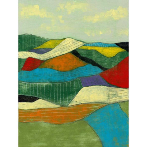 Patchwork Fields I Black Modern Wood Framed Art Print with Double Matting by Goldberger, Jennifer