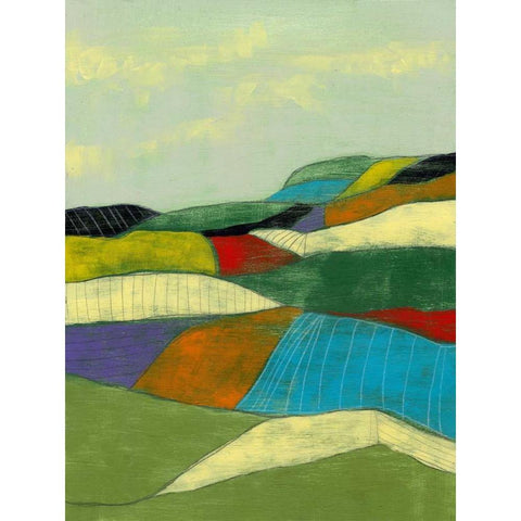 Patchwork Fields II White Modern Wood Framed Art Print by Goldberger, Jennifer