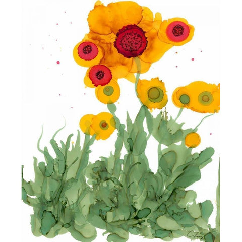 Poppy Whimsy I Black Modern Wood Framed Art Print by Baynes, Cheryl