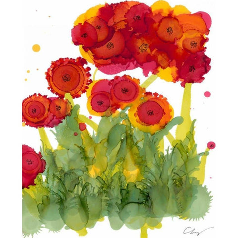 Poppy Whimsy IV White Modern Wood Framed Art Print by Baynes, Cheryl