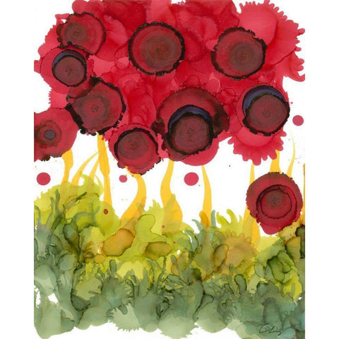 Poppy Whimsy VI Black Modern Wood Framed Art Print with Double Matting by Baynes, Cheryl