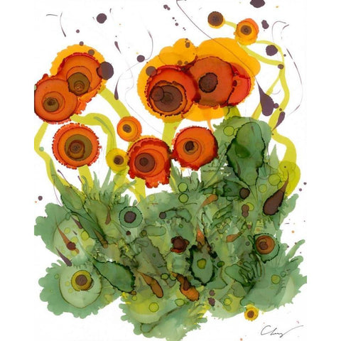 Poppy Whimsy VII Black Modern Wood Framed Art Print by Baynes, Cheryl