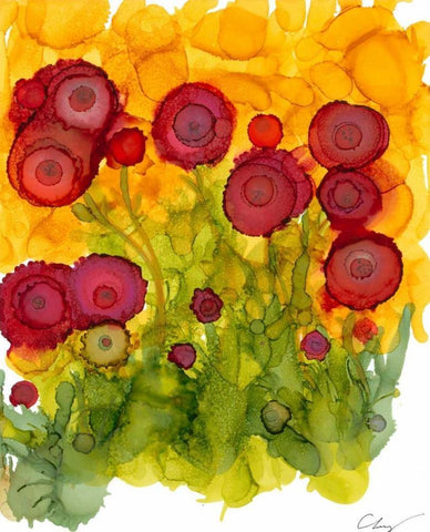 Poppy Whimsy VIII White Modern Wood Framed Art Print with Double Matting by Baynes, Cheryl