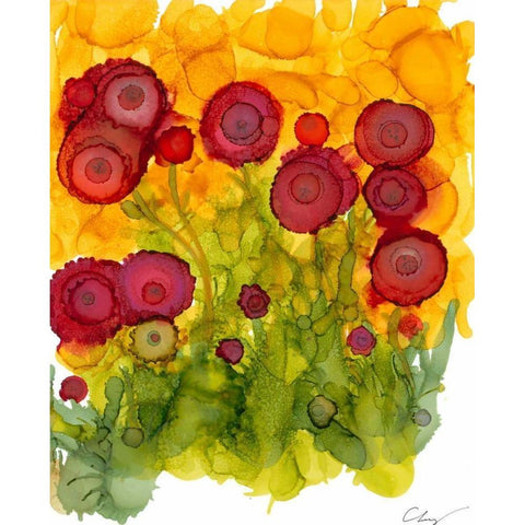 Poppy Whimsy VIII White Modern Wood Framed Art Print by Baynes, Cheryl