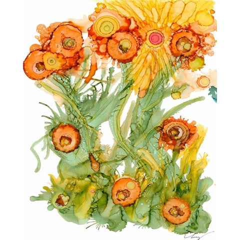 Sunlit Poppies III Black Modern Wood Framed Art Print with Double Matting by Baynes, Cheryl